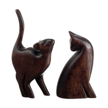 Load image into Gallery viewer, Hand-Carved Cat Themed Wood Sculptures from Peru (Pair) - Fully Flirty | NOVICA