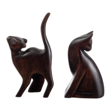 Load image into Gallery viewer, Hand-Carved Cat Themed Wood Sculptures from Peru (Pair) - Fully Flirty | NOVICA