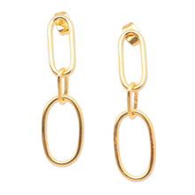 Load image into Gallery viewer, Handmade 18k Gold-plated Dangle Link Earrings from Indonesia - Link the Chain | NOVICA