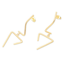 Load image into Gallery viewer, Hand Crafted Abstract 18k Gold-Plated Dangle Earrings - Disconnected | NOVICA