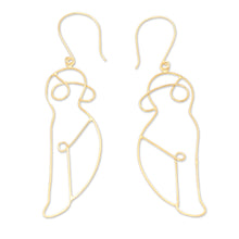 Load image into Gallery viewer, Hand Crafted Gold-Plated Dangle Earrings from Indonesia - Body Language | NOVICA