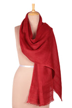 Load image into Gallery viewer, Red Linen Shawl made in India - Dreams in Red | NOVICA