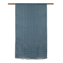 Load image into Gallery viewer, Linen Shawl in Teal Made in India - Dreams in Teal | NOVICA