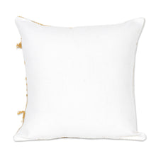 Load image into Gallery viewer, Amber and Ivory Cotton Cushion Covers (Pair) - Delhi Sophistication in Honey | NOVICA