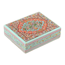 Load image into Gallery viewer, Wood Papier Mache Decorative Box in Blue - Persian Flower Paradise | NOVICA