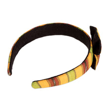 Load image into Gallery viewer, Ocher Headband with Bow Hand-woven with 100% Cotton Canvas - Ocher Origins | NOVICA