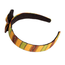 Load image into Gallery viewer, Ocher Headband with Bow Hand-woven with 100% Cotton Canvas - Ocher Origins | NOVICA