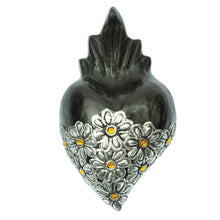 Load image into Gallery viewer, Mexican Heart-shaped Black Ceramic or Barro Negro Wall Art - Miniature Heart Too | NOVICA