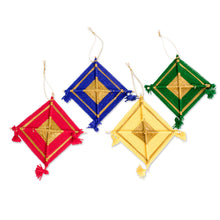 Load image into Gallery viewer, Guatemalan Handmade Cotton Worry Doll Ornaments Set of 4 - Gilded Christmas | NOVICA