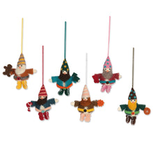 Load image into Gallery viewer, Handcrafted Wool Felt Christmas Ornaments (Set of 6) - Glad Tiding Gnomes | NOVICA