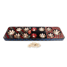 Load image into Gallery viewer, Hand-painted Wood Batik Mancala Board Game from Indonesia - Fun Parang Blue | NOVICA