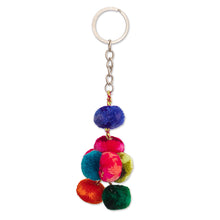 Load image into Gallery viewer, Handcrafted Multicolor Pompom Charm Keychain from Peru - Colorful Charm | NOVICA