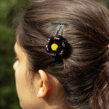 Load image into Gallery viewer, Handcrafted Flower Pompom Hair Clips from Peru (Pair) - Night Flowers | NOVICA