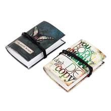 Load image into Gallery viewer, Handcrafted Mini Journal with Handmade Paper Pages (pair) - Motivation | NOVICA