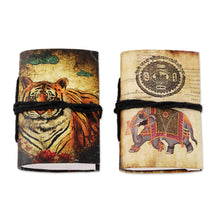 Load image into Gallery viewer, Paper Mini-Journals with Screen-Printed Designs (Set of 2) - Jungle Scene | NOVICA