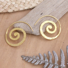 Load image into Gallery viewer, Balinese 18k Gold-plated Coil Drop Earrings - Spinning My Mind | NOVICA