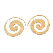 Load image into Gallery viewer, Balinese 18k Gold-plated Coil Drop Earrings - Spinning Line | NOVICA