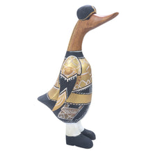 Load image into Gallery viewer, Bamboo and Teak Wood Duck Sculpture in Royal Garments - Prince Duck | NOVICA