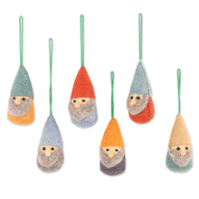 Load image into Gallery viewer, Set of 6 Wool Felt Gnome Ornaments in Cold Tones - Winter Gnomes | NOVICA