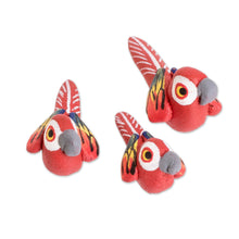 Load image into Gallery viewer, Macaw Ceramic Figurines Handcrafted in Guatemala (Set of 3) - Macaw Reunion | NOVICA