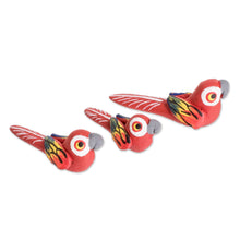 Load image into Gallery viewer, Macaw Ceramic Figurines Handcrafted in Guatemala (Set of 3) - Macaw Reunion | NOVICA