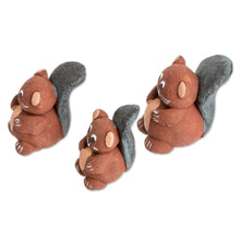 Load image into Gallery viewer, Set of 3 Hand-painted Beaver-themed Ceramic Figurines - Beaver Family | NOVICA