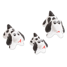 Load image into Gallery viewer, Set of 3 Dalmatian Dog Ceramic Figurines from Guatemala - Dalmatian Family | NOVICA