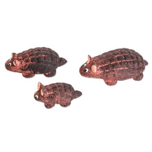 Load image into Gallery viewer, Set of 3 Hand-painted Armadillo Shaped Ceramic Figurines - Armadillo Family | NOVICA