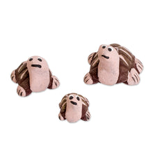Load image into Gallery viewer, Set of 3 Tortoise-shaped Hand-painted Ceramic Figurines - Tortoise Family | NOVICA