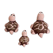Load image into Gallery viewer, Set of 3 Tortoise-shaped Hand-painted Ceramic Figurines - Tortoise Family | NOVICA