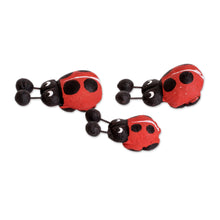 Load image into Gallery viewer, Set of 3 Hand-painted Ladybug-themed Ceramic Figurines - Ladybug Family | NOVICA