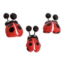 Load image into Gallery viewer, Set of 3 Hand-painted Ladybug-themed Ceramic Figurines - Ladybug Family | NOVICA