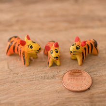 Load image into Gallery viewer, Set of 3 Hand-painted Tiger-themed Ceramic Figurines - Tiger Family | NOVICA