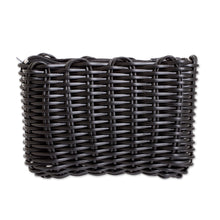 Load image into Gallery viewer, Recycled Vinyl Cord Black Coin Purse Handwoven in Guatemala - Enchantment in Black | NOVICA
