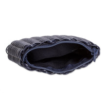 Load image into Gallery viewer, Blue Recycled Vinyl Cord Coin Purse Handwoven in Guatemala - Enchantment in Blue | NOVICA