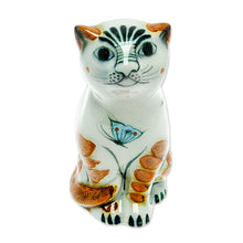 Load image into Gallery viewer, Cat Themed Ceramic Figurine Hand-Painted in Mexico - Traditional Cat | NOVICA