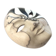 Load image into Gallery viewer, Balinese Hibiscus Wood Mask with Hand-Painted Butterfly - Feminine Butterfly | NOVICA