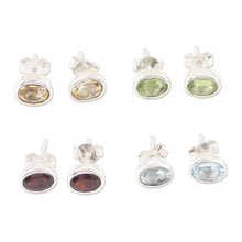 Load image into Gallery viewer, Set of 4 Gemstone and Sterling Silver Stud Earrings - All for One | NOVICA