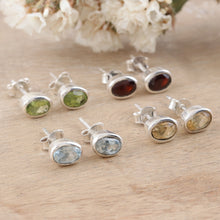 Load image into Gallery viewer, Set of 4 Gemstone and Sterling Silver Stud Earrings - All for One | NOVICA
