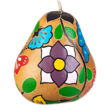 Load image into Gallery viewer, Hand-painted Butterfly-theme Dried Gourd Birdhouse from Peru - Flight of the Butterfly | NOVICA