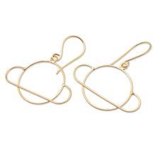 Load image into Gallery viewer, 22k Gold-Plated Saturn Dangle Earrings from Bali - Golden Saturn | NOVICA