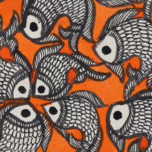 Load image into Gallery viewer, Signed Madhubani Painting of Fish over Orange Background - Fish Tale II | NOVICA