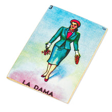 Load image into Gallery viewer, Decoupage Wooden Magnet With Mexican Loteria Card Motif - The Lady | NOVICA