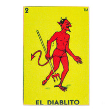 Load image into Gallery viewer, Decoupage Wooden Magnet With Mexican Loteria Card Motif - The Little Devil | NOVICA