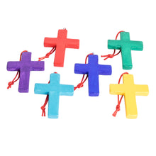 Load image into Gallery viewer, Handmade Ceramic Cross Christmas Ornaments Set of 6 - Floral Crosses | NOVICA