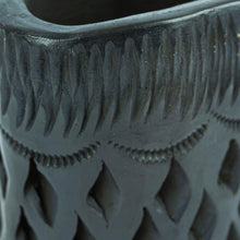 Load image into Gallery viewer, Barro Negro Black Ceramic Mini Flower Pot Handmade in Mexico - Oval & Diamonds | NOVICA