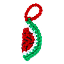 Load image into Gallery viewer, Watermelon Crocheted Charm for Handbags Handmade in Mexico - Cute Watermelon | NOVICA