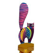 Load image into Gallery viewer, Feline-Themed Copal Wood Bookmark Artisan Carved in Mexico - Reading Feline | NOVICA