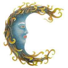 Load image into Gallery viewer, Flaming Moon Steel Wall Art Handcrafted in Mexico - Flaming Moon | NOVICA