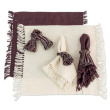 Load image into Gallery viewer, Set of 4 Handloomed Cotton Napkins and Rings from Guatemala - Traditional Delight | NOVICA
